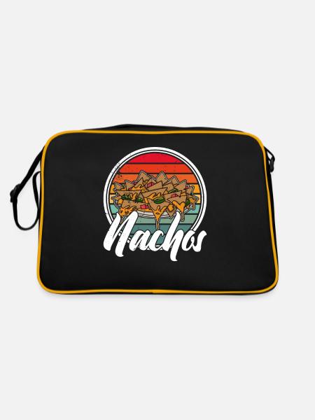 Cheese Nachos Jalapenos Mexico Mexican cuisine - Retro Tasche - Schwarz/Gold - Hinten
