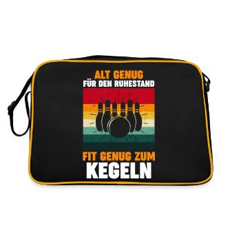 Ruhetsnad Rente Rentner Kegel Kegler Kegelverein K - Retro Tasche - Schwarz/Gold - Hinten