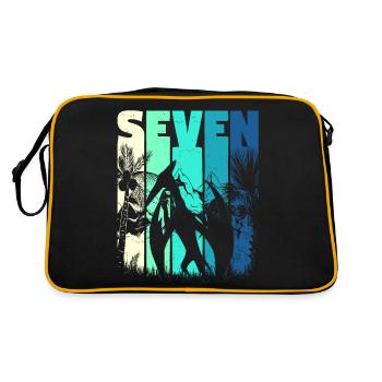 Pterodactyl 7 Years Old Boy 7th Birthday Retro - Retro Bag - black/gold - Back