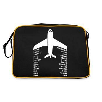 Full Phonetic Alphabet Shirt Plane Letters w/ - Retro Bag - black/gold - Back