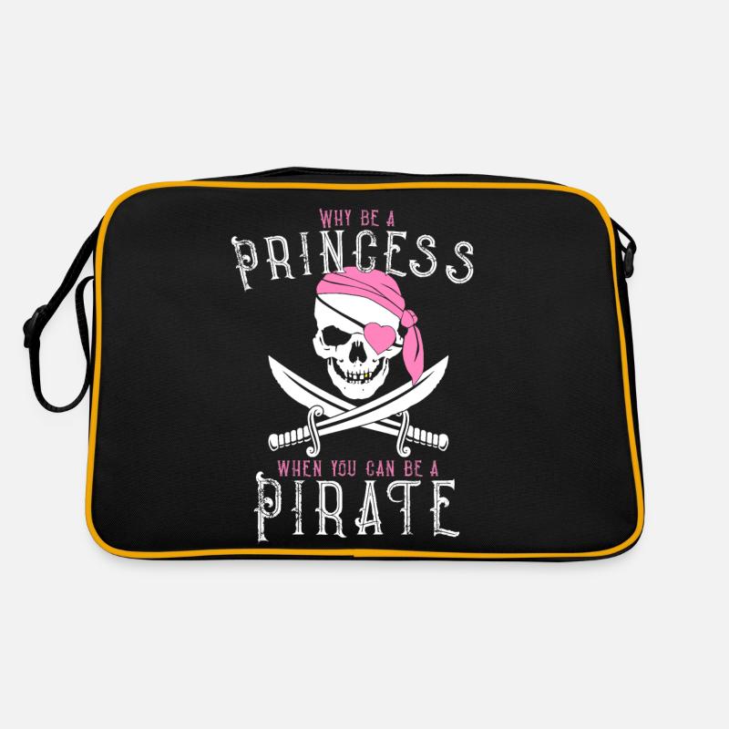 Warum eine Prinzessin sein, wenn man ein Pirat sein kann! Ahoi - Retro Tasche - Schwarz/Gold