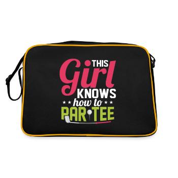 This Girl Knows How To Par Tee Golfing Golf - Retro Bag - black/gold - Back