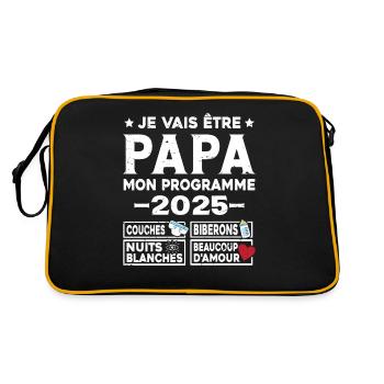 Je vais être papa mon programme en 2025 - Sac Retro - noir/or - Dos