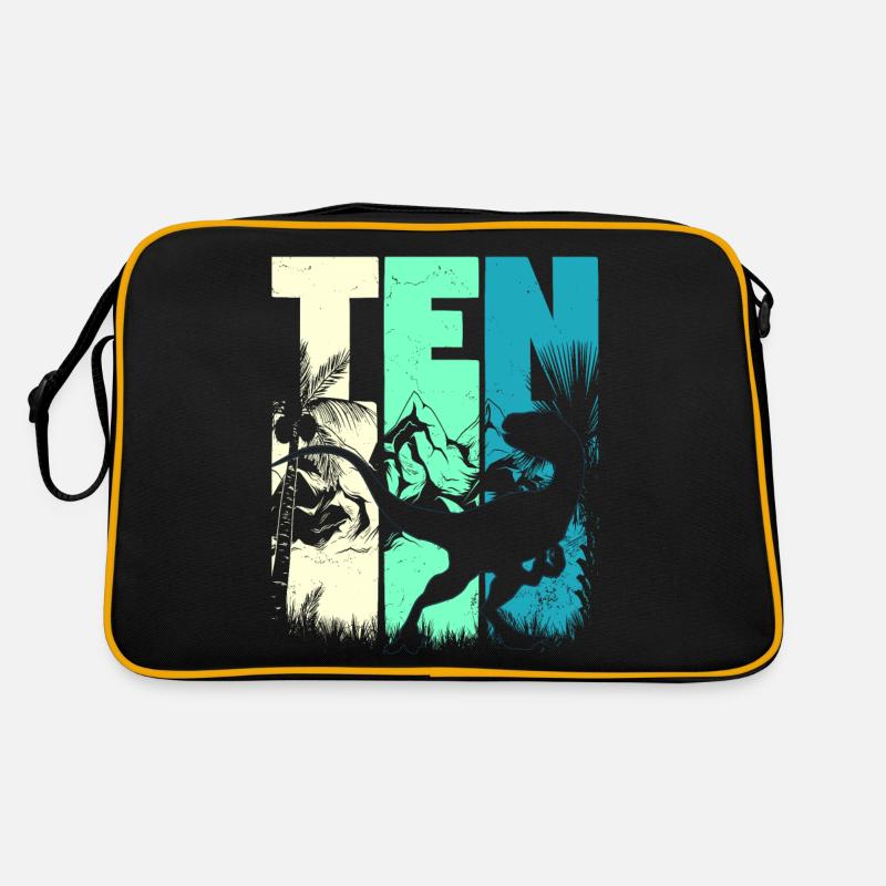 Utharaptor 10 Jahre Alt Junge 10. Geburtstag - Retro Tasche - Schwarz/Gold