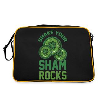 Lustige Irische Saint Patricks Day Shake Your - Retro Tasche - Schwarz/Gold - Hinten