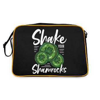 Lustige Irische Saint Patricks Day Shake Your - Retro Tasche - Schwarz/Gold - Hinten