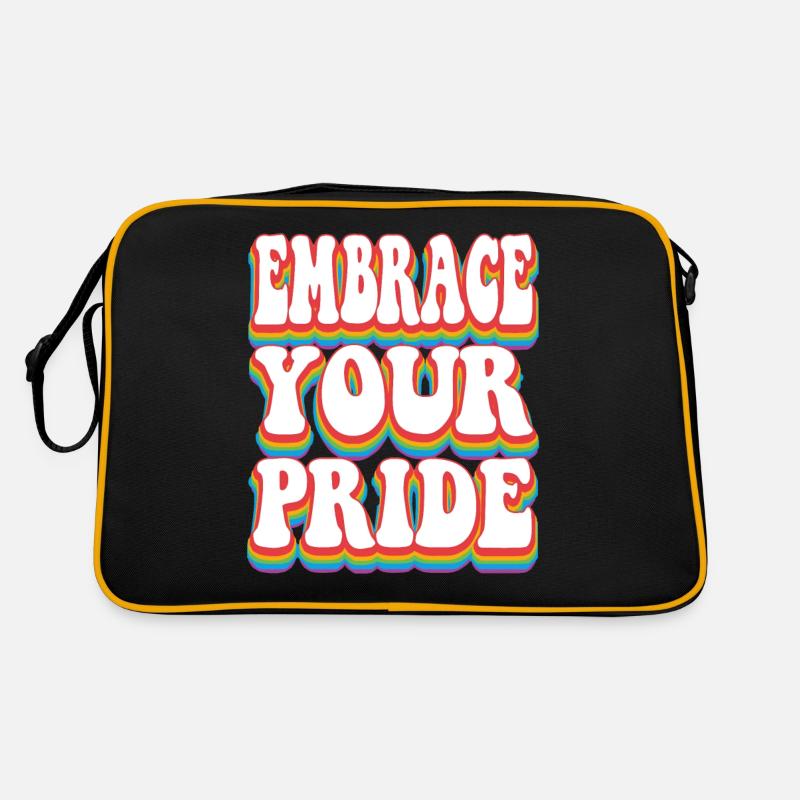 Umarme deinen Stolz - Pride Rainbow LGBTQ+ Retro Tasche