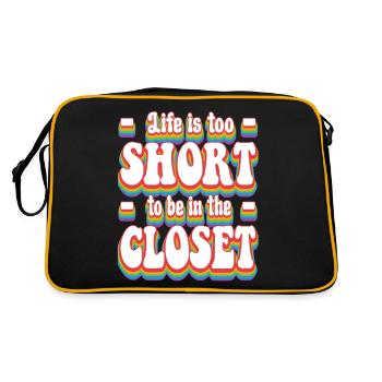 Das Leben ist zu kurz Pride Rainbow LGBTQ+ - Retro Tasche - Schwarz/Gold - Hinten