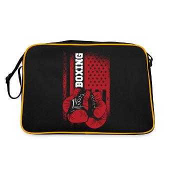 Boxing Sparring Gloves American Sports Flag - Retro Bag - black/gold - Back