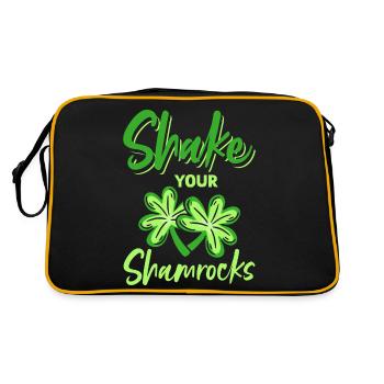 Lustige Irische Saint Patricks Day Shake Your - Retro Tasche - Schwarz/Gold - Hinten