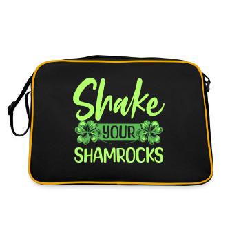 Lustige Irische Saint Patricks Day Shake Your - Retro Tasche - Schwarz/Gold - Hinten