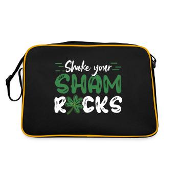 Lustige Irische Saint Patricks Day Shake Your - Retro Tasche - Schwarz/Gold - Hinten