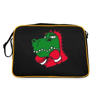 Dinosaur Boxer Martial Athlete Sparring Sport - Retro Bag - black/gold - Back