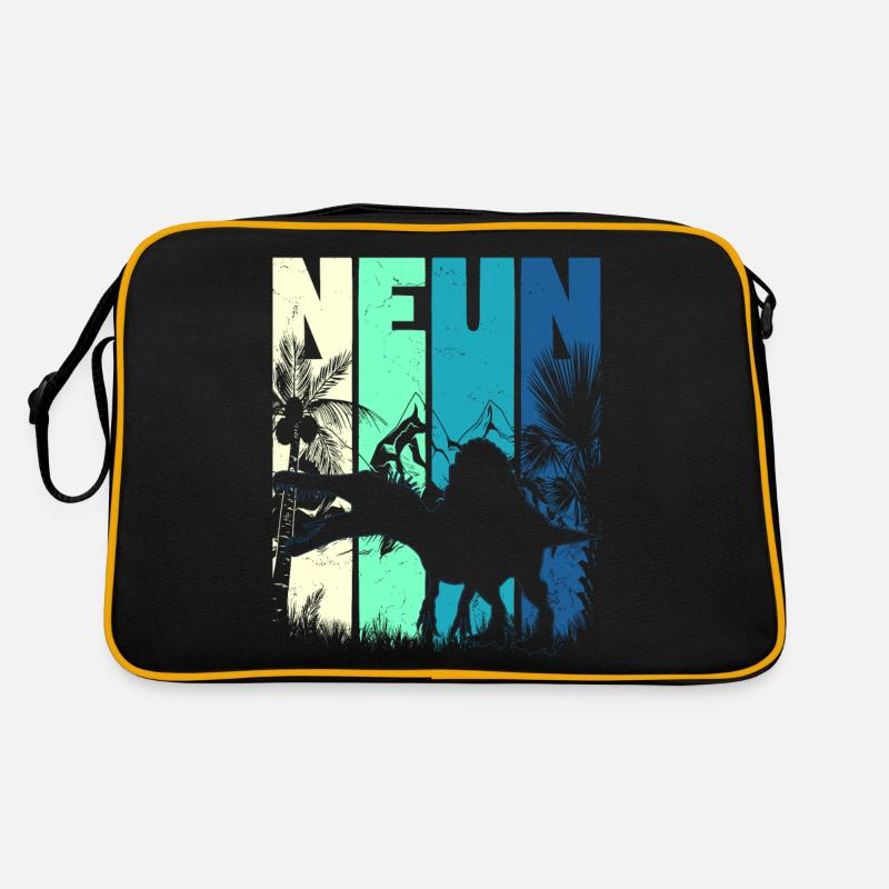 Spinosaurus 9 Jahre Alt Junge 9. Geburtstag Retro - Retro Tasche - Schwarz/Gold