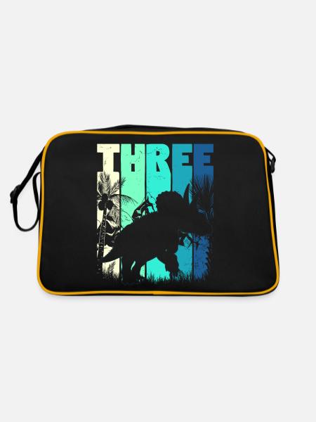 Triceratops 3 ans garçon 3ème anniversaire rétro - Sac Retro - noir/or - Dos