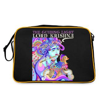 Hindouisme, joueur de flûte Lord Krishna, Inde - Sac Retro - noir/or - Dos