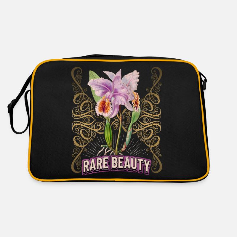 Vintage orchid botanical illustration saying Retro Bag