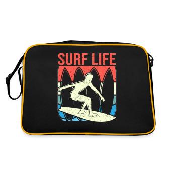 Surf Life Surfing Board Wakeboarding Funny Wake - Retro Bag - black/gold - Back