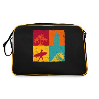 Surfing Retro Surfer Vintage Surf Wakeboard Water - Retro Bag - black/gold - Back