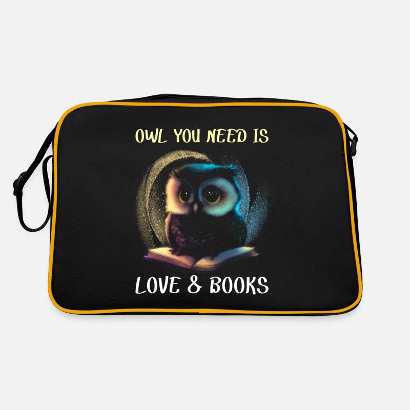 Eule auf dem Buch Retro Tasche