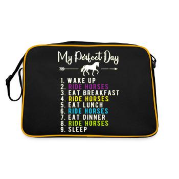 Mein perfekter Tag - Reitpferde - Retro Tasche - Schwarz/Gold - Hinten