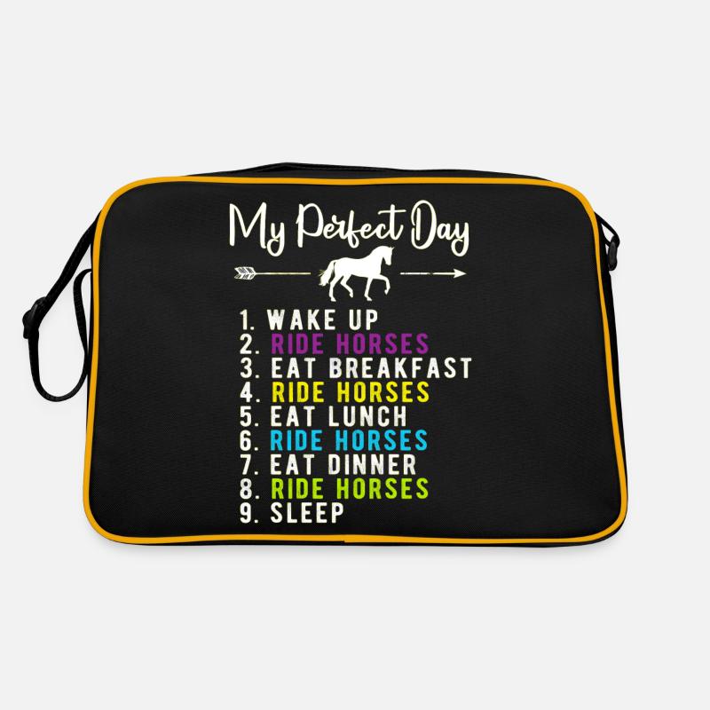 Mein perfekter Tag - Reitpferde Retro Tasche