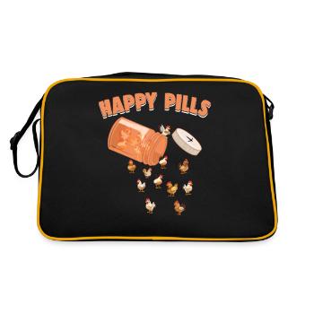 Happy Pills Poulet Drôle drôle d’amoureux des animaux de ferme Humour - Sac Retro - noir/or - Dos