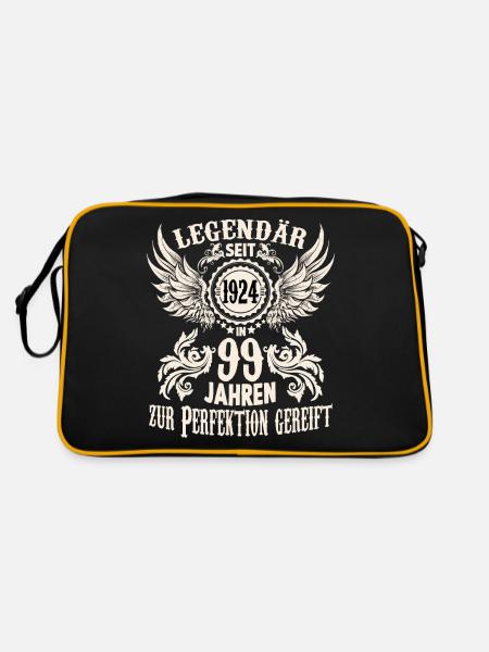 Lustiges Geburtstags Shirt für 99 jährigen Spruch - Retro Tasche - Schwarz/Gold - Hinten