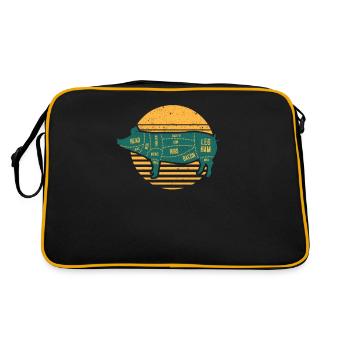 Pulled Pork Fleischstücke Chef BBQ Grillen Koch - Retro Tasche - Schwarz/Gold - Hinten