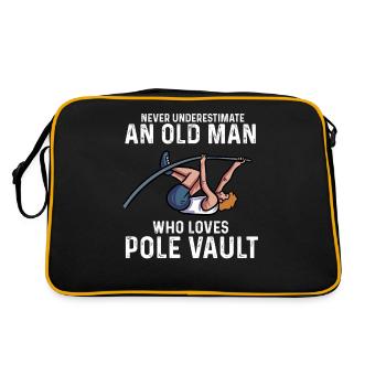 old man who loves pole vault Design for a pole - Retro Tasche - Schwarz/Gold - Hinten