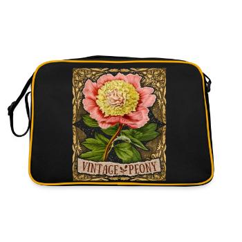 Pivoine vintage, botanique, pivoine-rose Antique - Sac Retro - noir/or - Dos