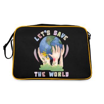 Journée de l’environnement, Kawaii Earth Saying Sauvons-le-monde - Sac Retro - noir/or - Dos