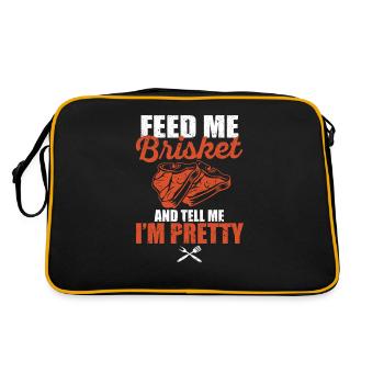 Feed Me Brisket And Tell Me I'm Pretty Funny BBQ - Retro Tasche - Schwarz/Gold - Hinten