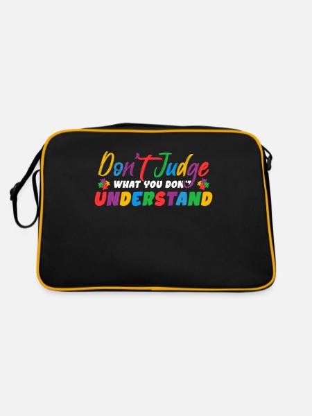 Autism Awareness – Don't Judge What - Retro Bag - black/gold - Back