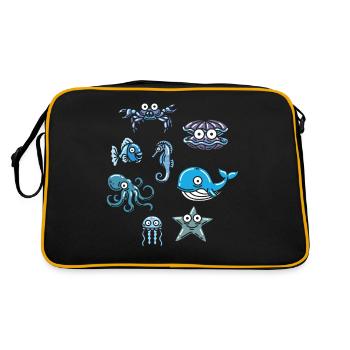 Wassertier Ozean Leben Meerestier - Retro Tasche - Schwarz/Gold - Hinten