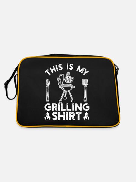 Das ist mein Grill-Shirt Lustiges BBQ Smoker Grill - Retro Tasche - Schwarz/Gold - Hinten