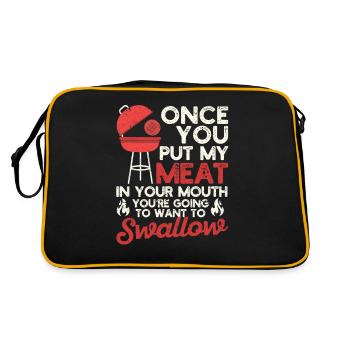 Once You Put My Meat In Your Mouth Lustig BBQ - Retro Tasche - Schwarz/Gold - Hinten