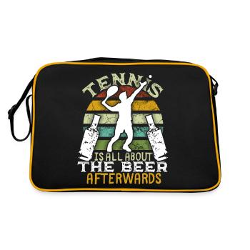 Tennis, beer with vintage sunset funny saying - Retro Bag - black/gold - Back