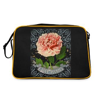 Vintage Peony, Botanical, I-Love-Peonies - Retro Bag - black/gold - Back