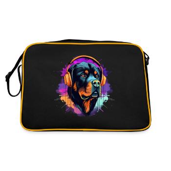 Rottweiler in Synth Wave Style - Retro Bag - black/gold - Back