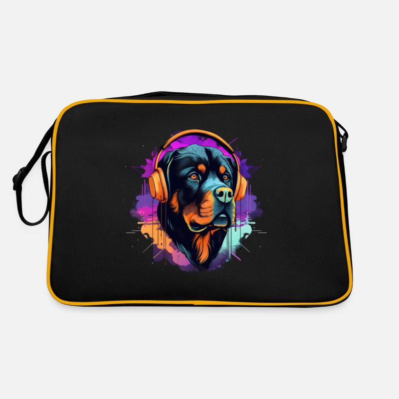 Rottweiler dans le style Synth Wave Sac Retro