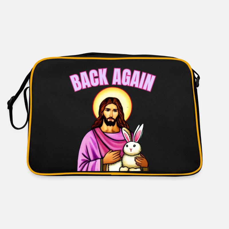 easter bunny with easter egg and jesus Retro Bag