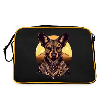 Chien sauvage africain Portrait Lycaon Dog - Sac Retro - noir/or - Dos