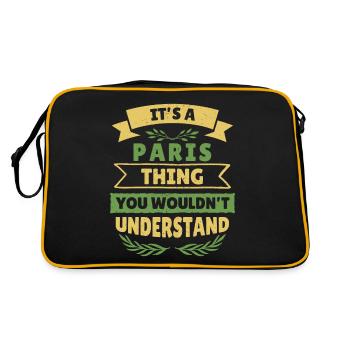 Französisch Franzose Paris Frankreich - Retro Tasche - Schwarz/Gold - Hinten