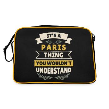 Französisch Franzose Paris Frankreich - Retro Tasche - Schwarz/Gold - Hinten