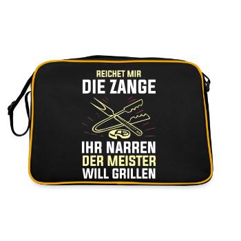 Grillparty Grillmeister Grill Grillen - Retro Tasche - Schwarz/Gold - Hinten