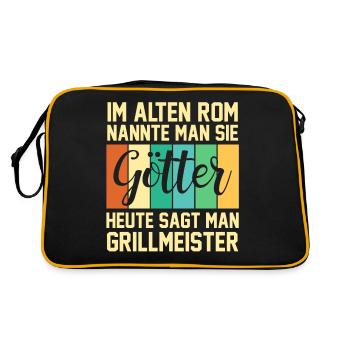Grillparty Grillmeister Grill Grillen - Retro Tasche - Schwarz/Gold - Hinten