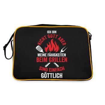 Grillparty Grillmeister Grill Grillen - Retro Tasche - Schwarz/Gold - Hinten