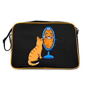 Süße getigerte Katze - Tiger - Retro Tasche - Schwarz/Gold - Hinten