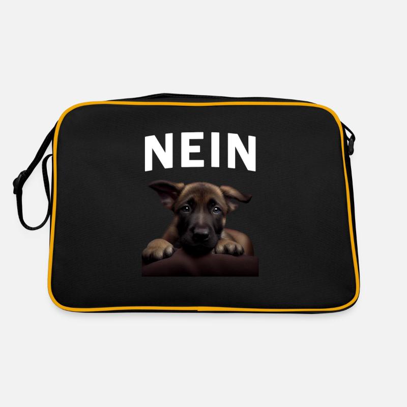 Statement Malinoi, Nö Fun, Einfach Nö, Nein - Retro Tasche - Schwarz/Gold